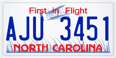 NC license plate AJU3451