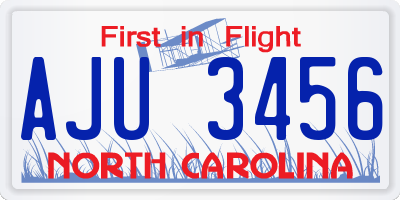 NC license plate AJU3456