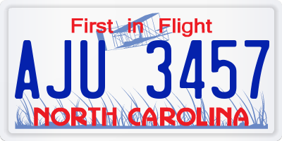 NC license plate AJU3457