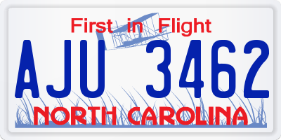 NC license plate AJU3462