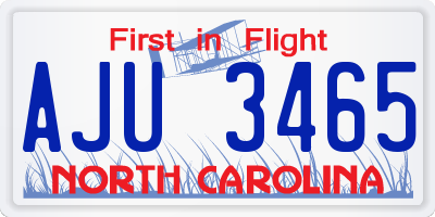 NC license plate AJU3465