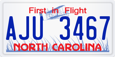 NC license plate AJU3467