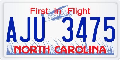 NC license plate AJU3475