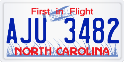 NC license plate AJU3482