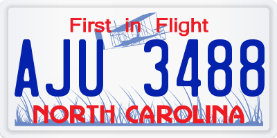 NC license plate AJU3488