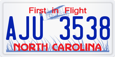 NC license plate AJU3538