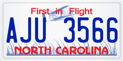 NC license plate AJU3566
