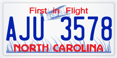 NC license plate AJU3578