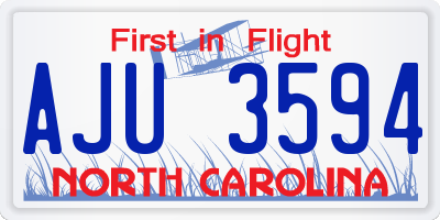 NC license plate AJU3594