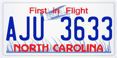 NC license plate AJU3633