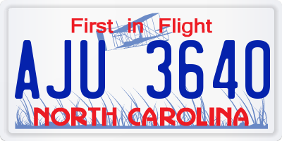 NC license plate AJU3640