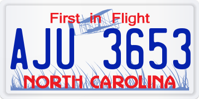 NC license plate AJU3653