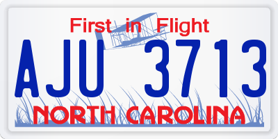 NC license plate AJU3713