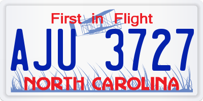 NC license plate AJU3727