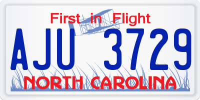 NC license plate AJU3729