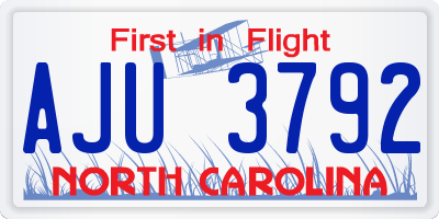 NC license plate AJU3792