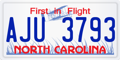 NC license plate AJU3793