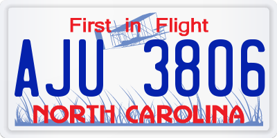 NC license plate AJU3806
