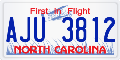 NC license plate AJU3812
