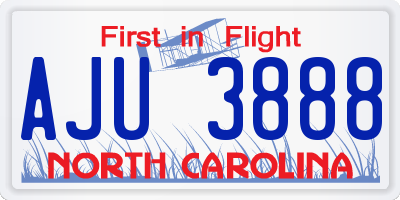 NC license plate AJU3888