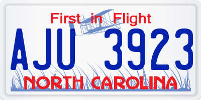 NC license plate AJU3923