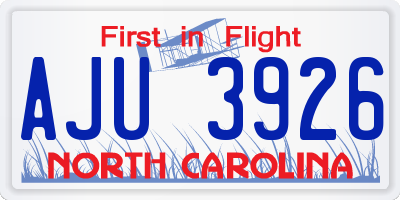 NC license plate AJU3926