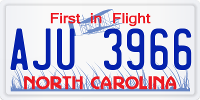 NC license plate AJU3966