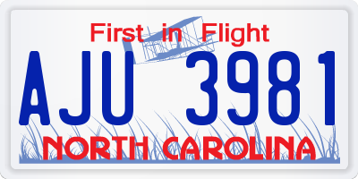NC license plate AJU3981