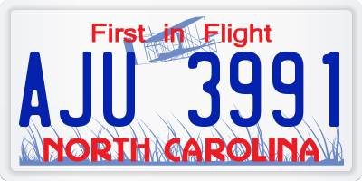 NC license plate AJU3991