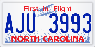 NC license plate AJU3993