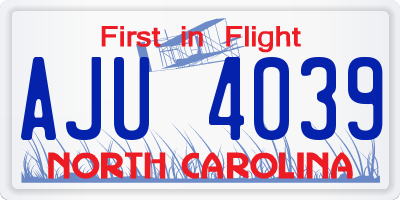 NC license plate AJU4039