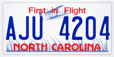 NC license plate AJU4204
