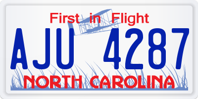 NC license plate AJU4287
