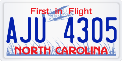 NC license plate AJU4305