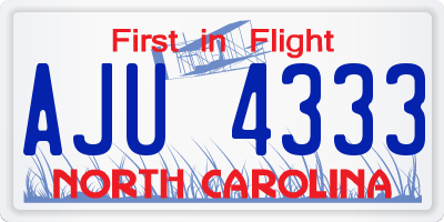 NC license plate AJU4333