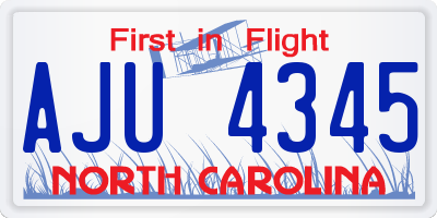 NC license plate AJU4345