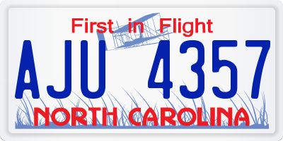 NC license plate AJU4357