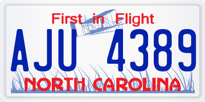 NC license plate AJU4389