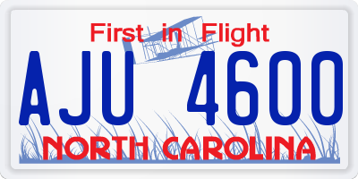 NC license plate AJU4600
