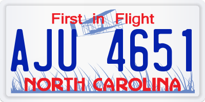 NC license plate AJU4651