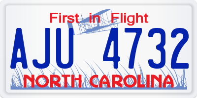 NC license plate AJU4732