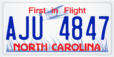 NC license plate AJU4847