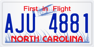 NC license plate AJU4881