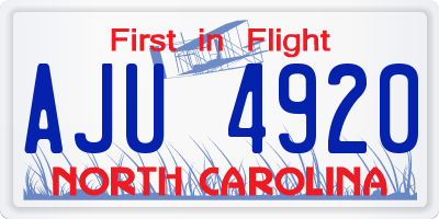 NC license plate AJU4920