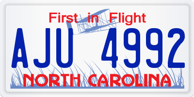 NC license plate AJU4992