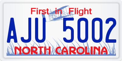 NC license plate AJU5002