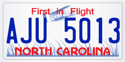 NC license plate AJU5013