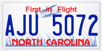 NC license plate AJU5072
