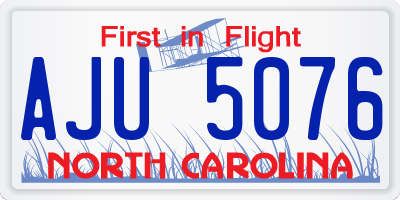 NC license plate AJU5076