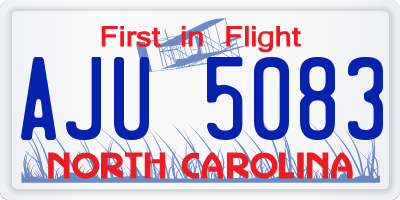 NC license plate AJU5083
